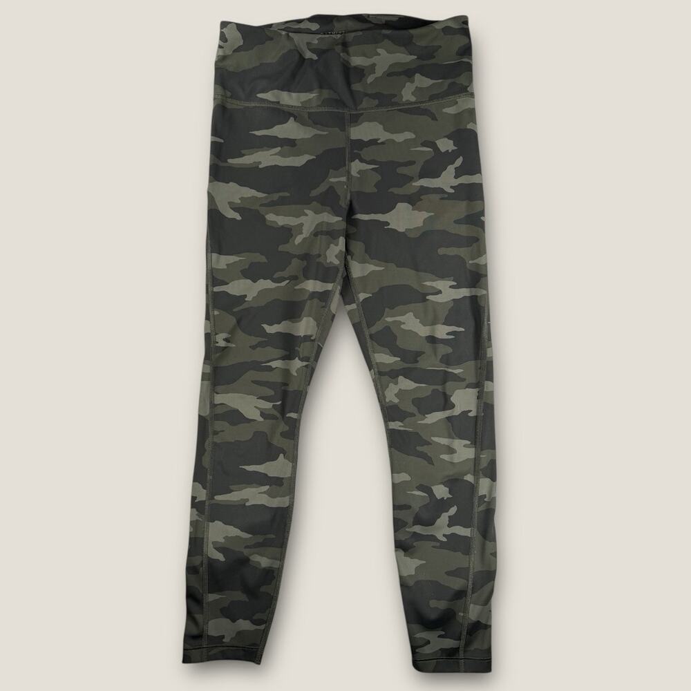 Athleta Ultimate 7/8 Tight Leggings Small Camo Green High Rise Pockets S‎